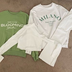 4 piece green and white sweatshirt set from H&M